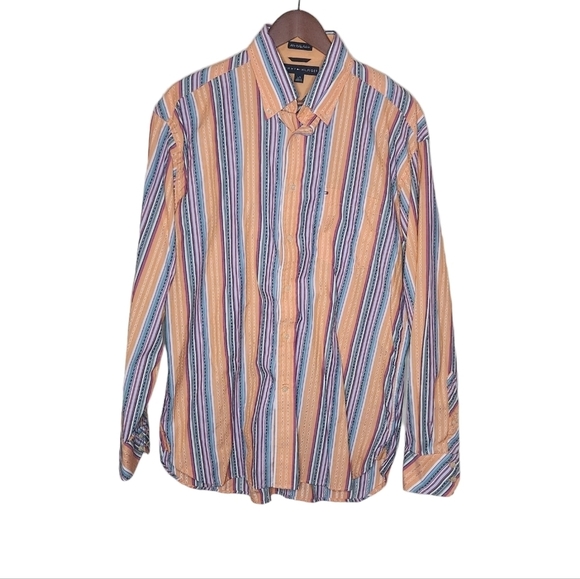Tommy Hilfiger Vintage 80's 2 Ply fabric Men's Pastel Button Down Size Large - Picture 1 of 4